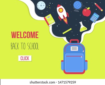 Back to school background for flyer or poster template, vector illustration