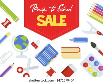 Back to school background for flyer or poster template, vector illustration