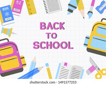 Back to school background for flyer or poster template, vector illustration