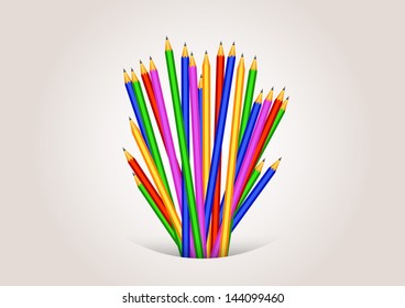Back to school background formed with pencils. Vector illustration