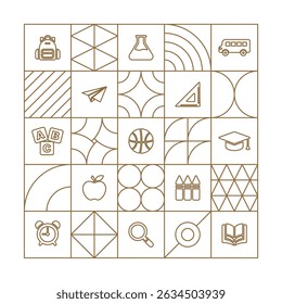 Back to school background geometric line art gold