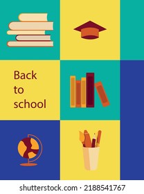 Back to School background in geometric minimal design. Education banner. Vector illustration