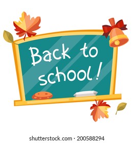 Back to school background with green chalkboard.