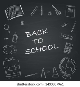 back to school background with hand drawn doodles for banners, posters, realistic school Board