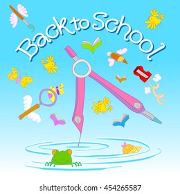 Back to School Background with Hand Drawn Elements and Hand Lettered Text.