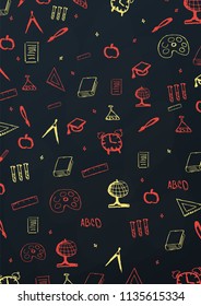 Back to School background with hand-draw doodles. Education banner. Vector illustration
