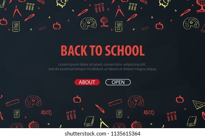 Back to School background with hand-draw doodles. Education banner. Vector illustration