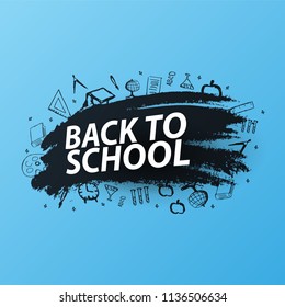 Back to School background with hand-draw doodles. Education banner. Vector illustration
