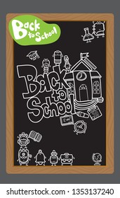 Back to School - background icon education with hand drawn school icon, symbol
