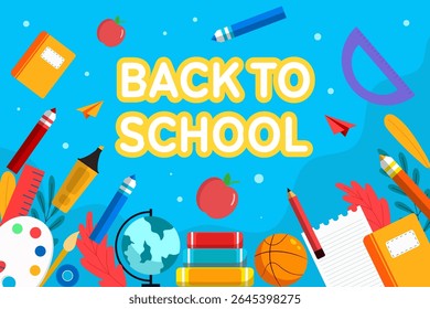back to school background illustration in flat design