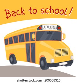 Back to school background with illustration of yellow bus.