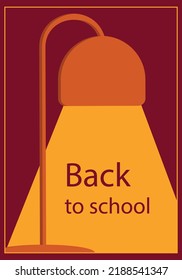 Back to School background with lamp. Education banner. Vector illustration in red, orange and yellow color