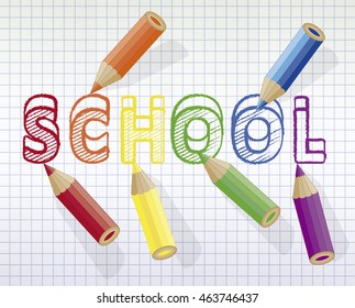 Back to school background with multicolored pencils, vector illustration