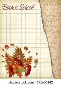 Back to school background, in old style, vector illustration