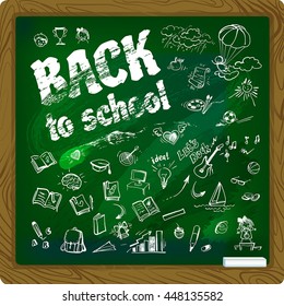 back to school background on green blackboard vector illustration 1 good for your design
