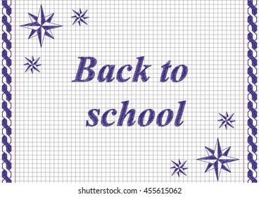 Back to school background, Back to school on page notebook, Vector illustration
