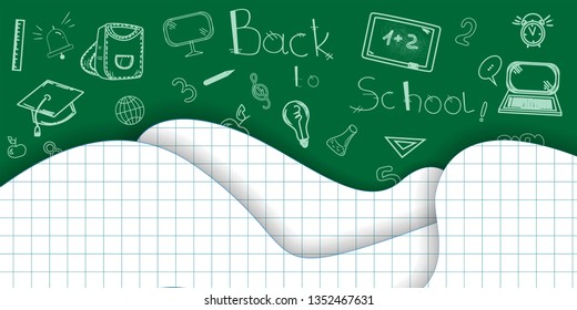 Back to school background Paper cut pages