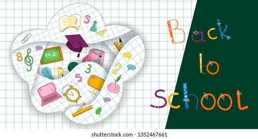 Back to school background Paper cut pages Art paper