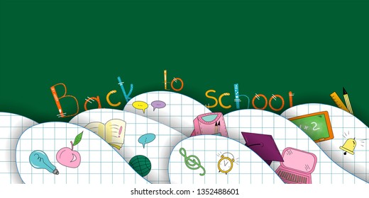 Back to school background Paper cut pages Art paper