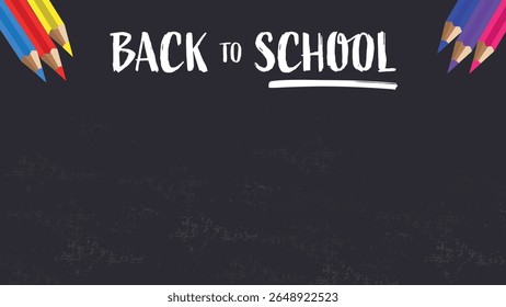 Fondo de vuelta a la escuela con lápices y pizarra