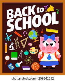 Back to school background with piggy vector