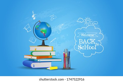 Back to school background and poster or promotion