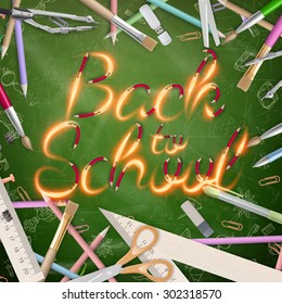 Back to school background with rocket made from pencil. EPS 10 vector file included