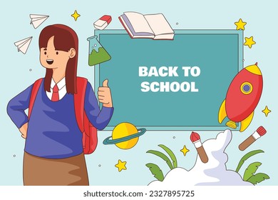 back to school background. back to school season. Vector illustration. poster, banner, flyer. sale banner. stationery background. school season start. school beginning concept. schools accessories.
