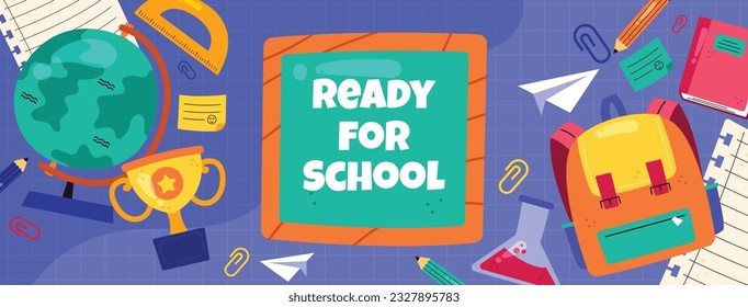back to school background. back to school season. Vector illustration. poster, banner, flyer. sale banner. stationery background. school season start. school beginning concept. schools accessories.