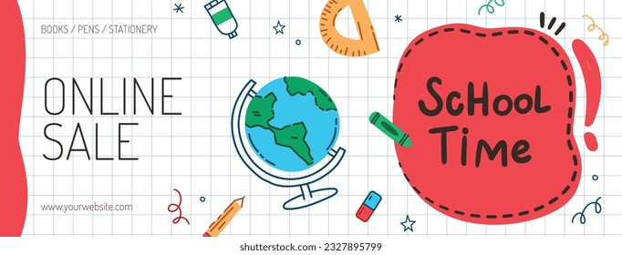 back to school background. back to school season. Vector illustration. poster, banner, flyer. sale banner. stationery background. school season start. school beginning concept. schools accessories.