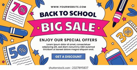 back to school background. back to school season. Vector illustration. poster, banner, flyer. sale banner. stationery background. school season start. school beginning concept. schools accessories.