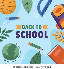 back to school background. back to school season. Vector illustration. poster, banner, flyer. sale banner. stationery background. school season start. school beginning concept. schools accessories.