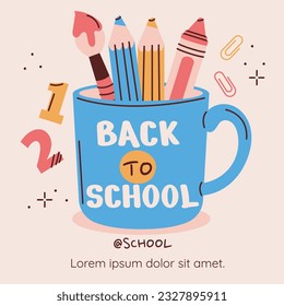 back to school background. back to school season. Vector illustration. poster, banner, flyer. sale banner. stationery background. school season start. school beginning concept. schools accessories.