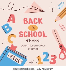 back to school background. back to school season. Vector illustration. poster, banner, flyer. sale banner. stationery background. school season start. school beginning concept. schools accessories.