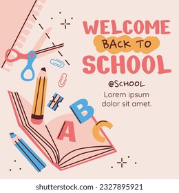 back to school background. back to school season. Vector illustration. poster, banner, flyer. sale banner. stationery background. school season start. school beginning concept. schools accessories.
