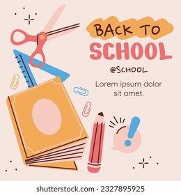 back to school background. back to school season. Vector illustration. poster, banner, flyer. sale banner. stationery background. school season start. school beginning concept. schools accessories.