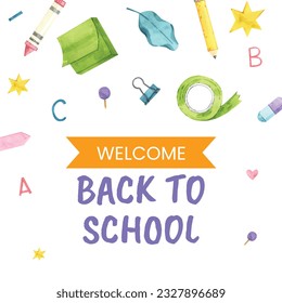 back to school background. back to school season. Vector illustration. poster, banner, flyer. sale banner. stationery background. school season start. school beginning concept. schools accessories.