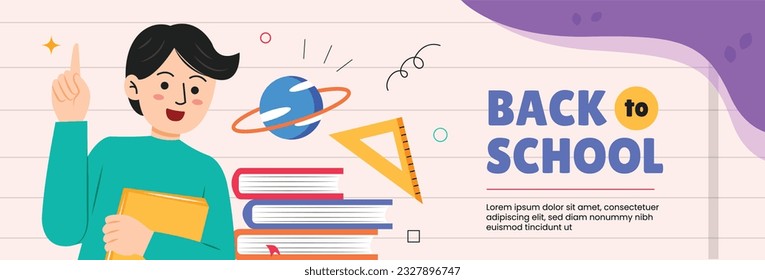 back to school background. back to school season. Vector illustration. poster, banner, flyer. sale banner. stationery background. school season start. school beginning concept. schools accessories.