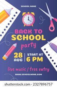 back to school background. back to school season. Vector illustration. poster, banner, flyer. sale banner. stationery background. school season start. school beginning concept. schools accessories.