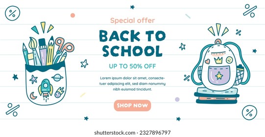back to school background. back to school season. Vector illustration. poster, banner, flyer. sale banner. stationery background. school season start. school beginning concept. schools accessories.