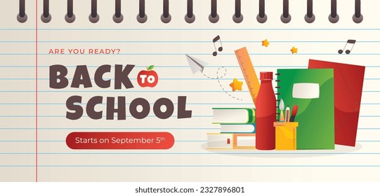 back to school background. back to school season. Vector illustration. poster, banner, flyer. sale banner. stationery background. school season start. school beginning concept. schools accessories.