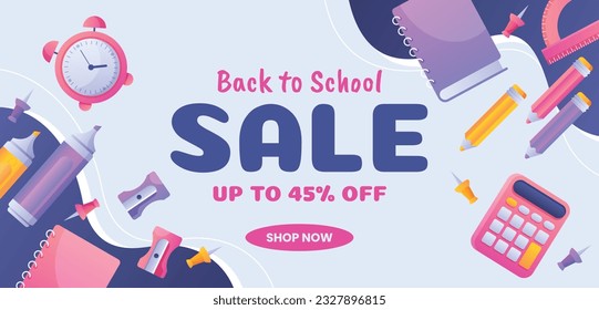 back to school background. back to school season. Vector illustration. poster, banner, flyer. sale banner. stationery background. school season start. school beginning concept. schools accessories.