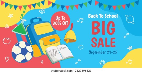 back to school background. back to school season. Vector illustration. poster, banner, flyer. sale banner. stationery background. school season start. school beginning concept. schools accessories.
