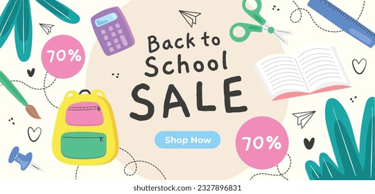 back to school background. back to school season. Vector illustration. poster, banner, flyer. sale banner. stationery background. school season start. school beginning concept. schools accessories.
