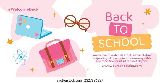 back to school background. back to school season. Vector illustration. poster, banner, flyer. sale banner. stationery background. school season start. school beginning concept. schools accessories.