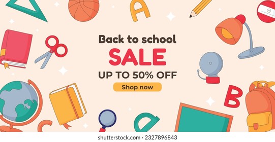 back to school background. back to school season. Vector illustration. poster, banner, flyer. sale banner. stationery background. school season start. school beginning concept. schools accessories.