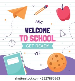 back to school background. back to school season. Vector illustration. poster, banner, flyer. sale banner. stationery background. school season start. school beginning concept. schools accessories.