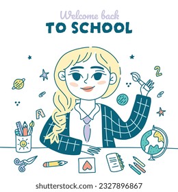 back to school background. back to school season. Vector illustration. poster, banner, flyer. sale banner. stationery background. school season start. school beginning concept. schools accessories.