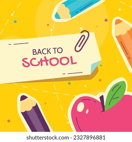 back to school background. back to school season. Vector illustration. poster, banner, flyer. sale banner. stationery background. school season start. school beginning concept. schools accessories.
