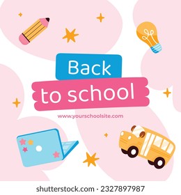 back to school background. back to school season. Vector illustration. poster, banner, flyer. sale banner. stationery background. school season start. school beginning concept. schools accessories.